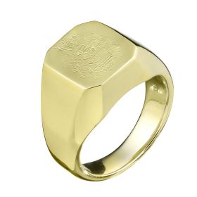 Schwerer Unisex-Ring aus 585er Gelbgold mit graviertem Wappen