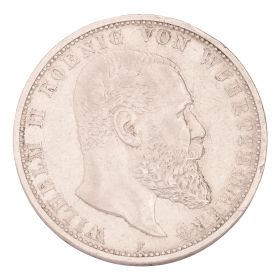 Silbermünze Deutsches Reich 5 Mark Wilhelm II König von Wuerttemberg 1904