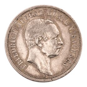 Silbermünze 3 Mark König von Sachsen 1909