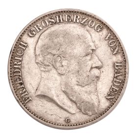 Silbermünze 5 Mark Friedrich Großherzog von Baden 1907