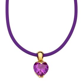 Herzanhänger mit Amethyst – violette Silikonkette