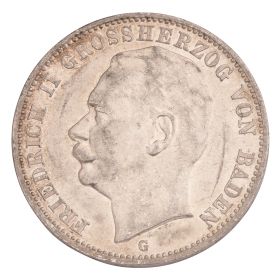 Antike Silbermünze – 3 Mark Deutsches Reich – Friedrich II. Grossherzog von Baden