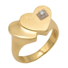 Entzückender Ring in Form von 2 Herzen mit Diamant