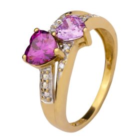 Entzückender Damenring – 333er Gold mit violetten Farbsteinen in Herzform