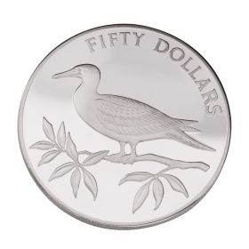 Silbermünze 50 Dollars Belize Rotfußtölpel