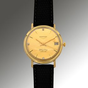 Automatik-Armbanduhr Longines Flagship DeLuxe um 1960/65 in 18-karätigem Gold