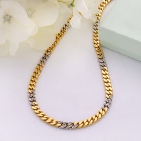 Massive Bicolour Unisex Halskette mit Brillanten -750er Gold