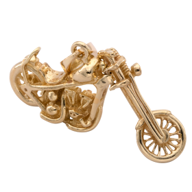 Rockiger Motorrad-Anhänger in 585er Gelbgold