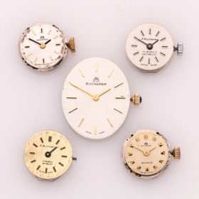 5 mechanische Uhrwerke BUCHERER 1955-1978