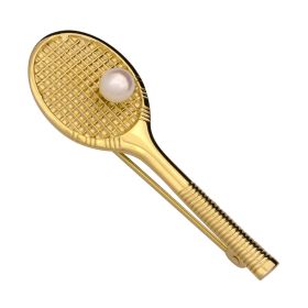 Dekorative Brosche/Nadel in Form eines Tennisschlägers mit Perle