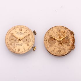 2 mechanische Chronographen-Uhrwerke OLYMPIC um 1950