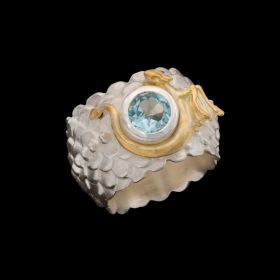 Beeindruckender Drachenfels Ring in 925er  Silber mit Blautopas