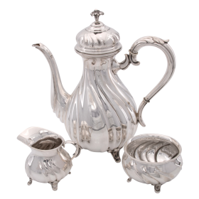 3-teiliges Teeset aus 835er Silber – Dresdner Barock