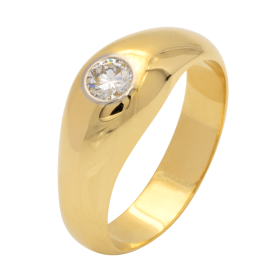 Massiver Ring Unisex mit Brillant in 14karätigem Gold