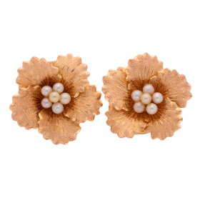 Blumen Ohrclips mit Süßwasserperlen