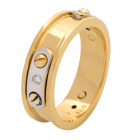 Massiver Ring in Bicolor mit Brillanten in 750er Gold