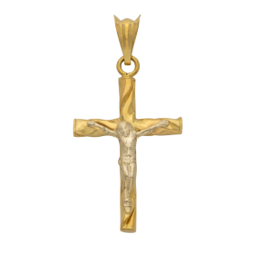 Hübscher Kreuzanhänger in Bicolour Gold mit Jesus