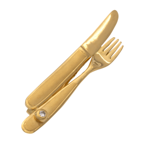 Krawattenklemme aus 750er Gold – Messer und Gabel