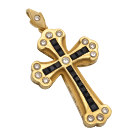 Massiver Kreuzanhänger mit Saphiren und Brillanten in 750er Gold
