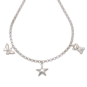 Entzückende Halskette mit Stern, Schmetterling und Bärchen