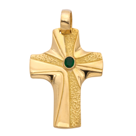 Auffälliges großes Kreuz mit Smaragd