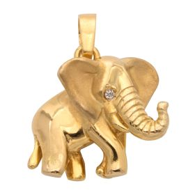 Handarbeit! Elefant als Kettenanhänger in 585er Gold