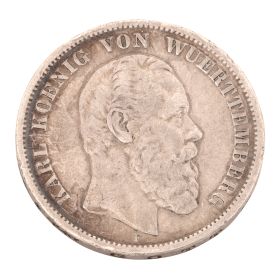 Silbermünze – Deutsches Reich – 5 Mark Karl König von Wuerttemberg 1876