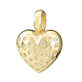 Vario-Clip-Anhänger Herz in 585er Gelbgold in schauseitig gewölbter Form mit 26 eingeriebenen Diamanten in Achtkantschliff