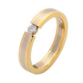 Bicolour Bandring mit 0,15 ct Brillanten