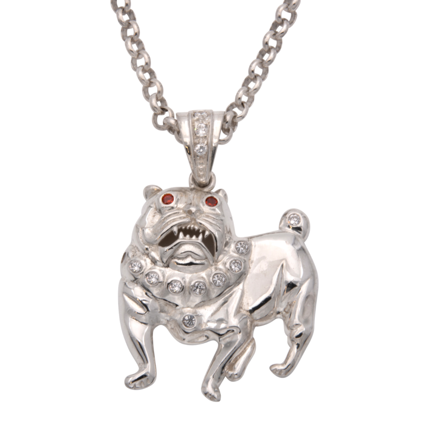 Halskette mit Anhänger – Bulldogge in 925er Silber bestellen