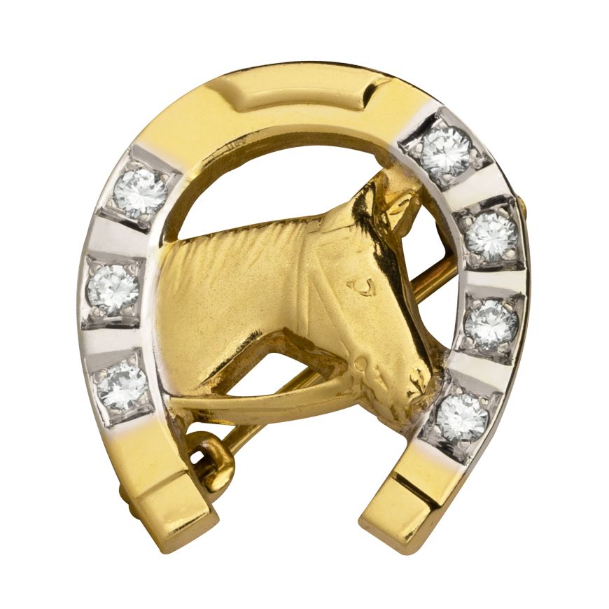 Brosche Hufeisen Mit Pferd Mit 7 Brillanten Bestellen Goldschmuck24